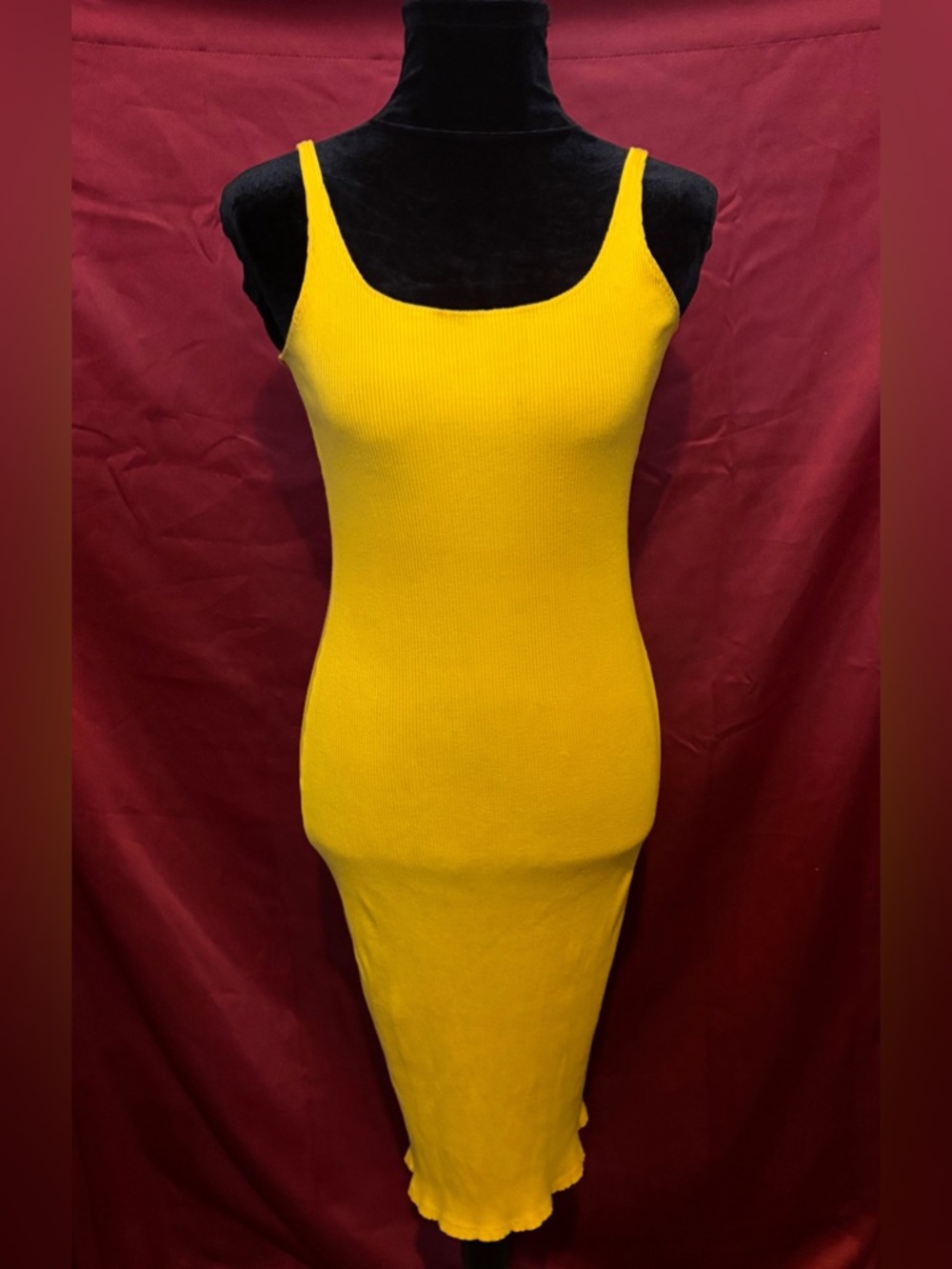 VENUS Bright Yellow Ribbed Tank Dress
